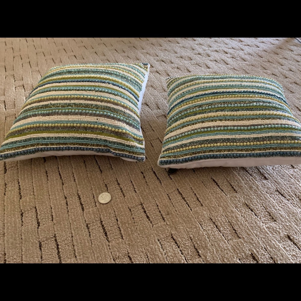 2 Pier1 beaded pillows